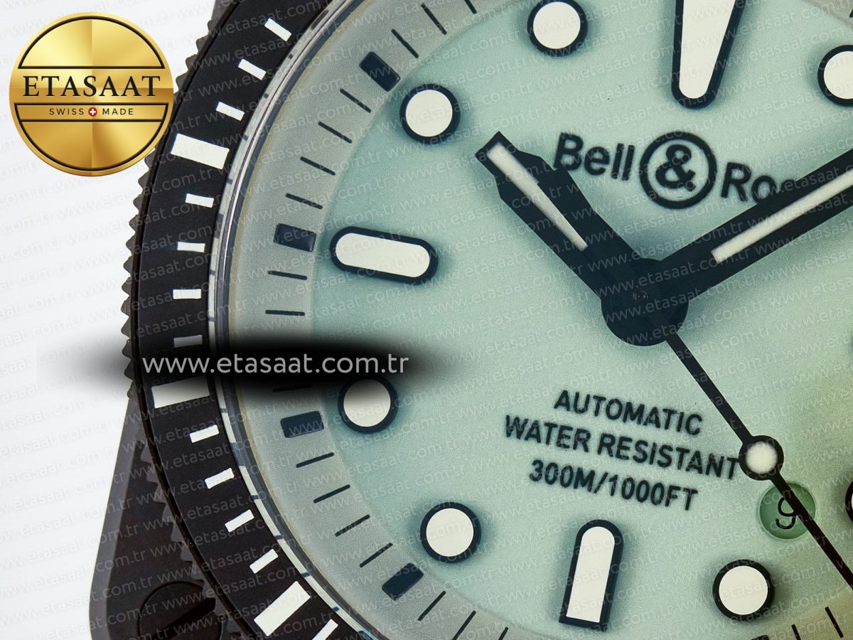 Bell Ross BR03A Instruments BRF 1:1 Best Edition Pale Green Dial on Black Rubber Strap A2824 - Görsel 12