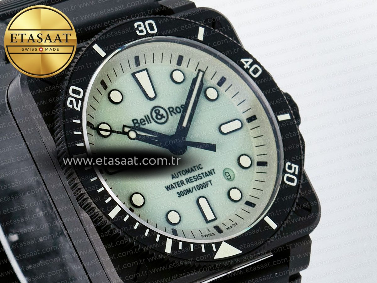 Bell Ross BR03A Instruments BRF 1:1 Best Edition Pale Green Dial on Black Rubber Strap A2824 - Görsel 5