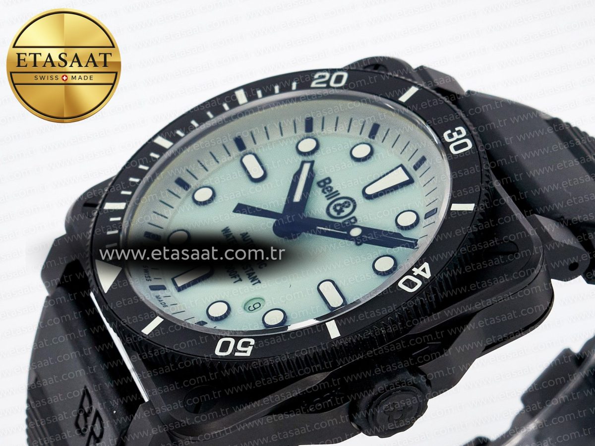 Bell Ross BR03A Instruments BRF 1:1 Best Edition Pale Green Dial on Black Rubber Strap A2824 - Görsel 6