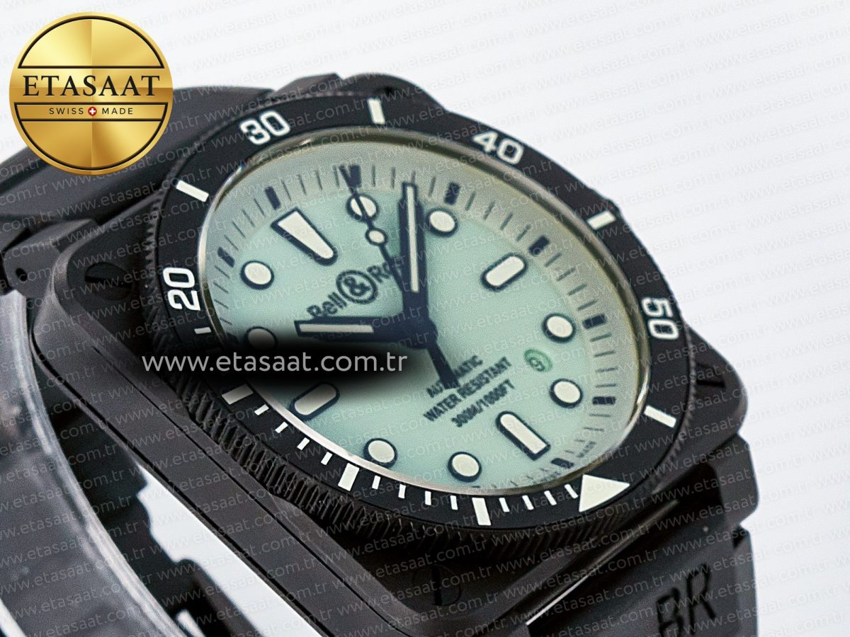 Bell Ross BR03A Instruments BRF 1:1 Best Edition Pale Green Dial on Black Rubber Strap A2824 - Görsel 7