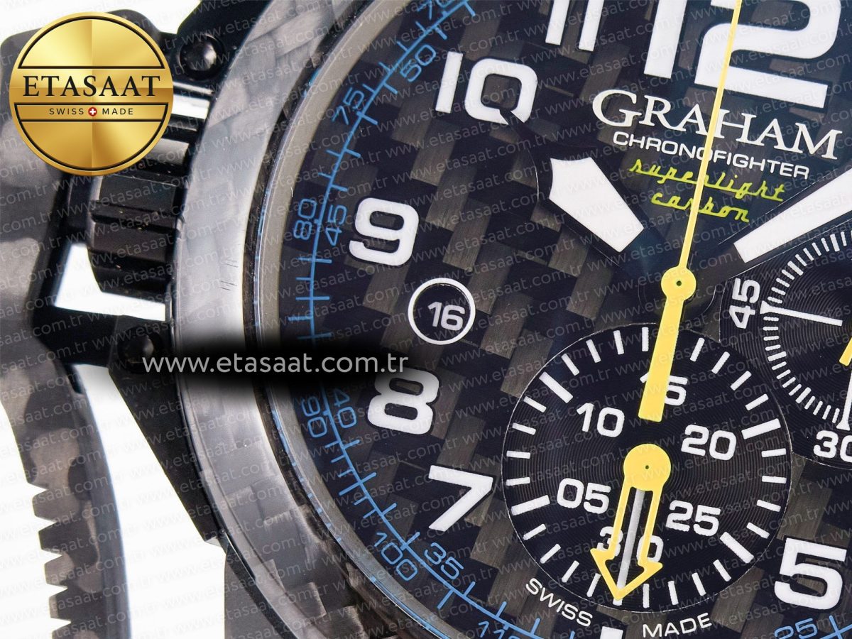 Graham Chronofighter Superlight JKF 1:1 Best Edition on Blue Rubber Strap A7750 - Görsel 10