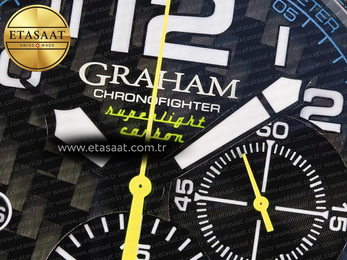 Graham Chronofighter Superlight JKF 1:1 Best Edition on Blue Rubber Strap A7750 - Görsel 12