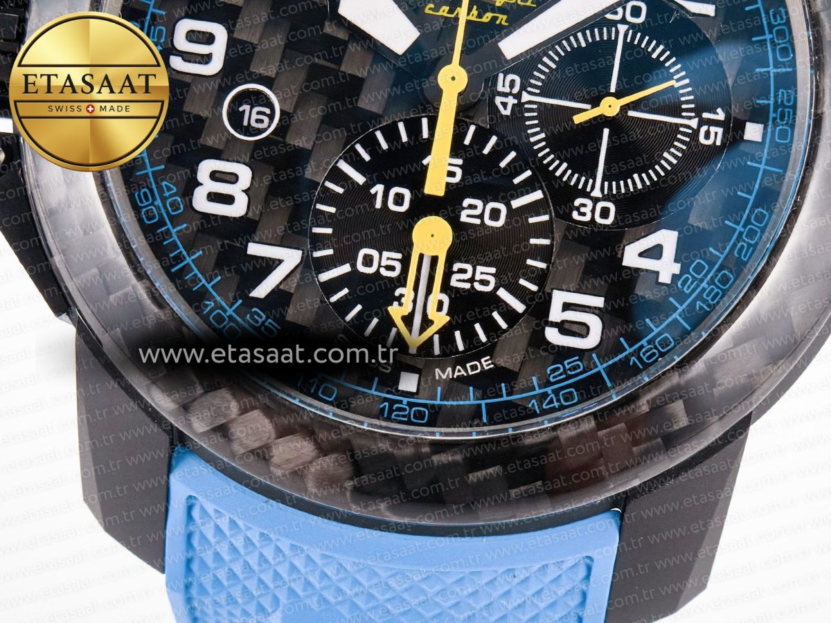 Graham Chronofighter Superlight JKF 1:1 Best Edition on Blue Rubber Strap A7750 - Görsel 14