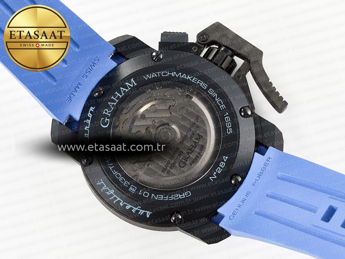 Graham Chronofighter Superlight JKF 1:1 Best Edition on Blue Rubber Strap A7750 - Görsel 18