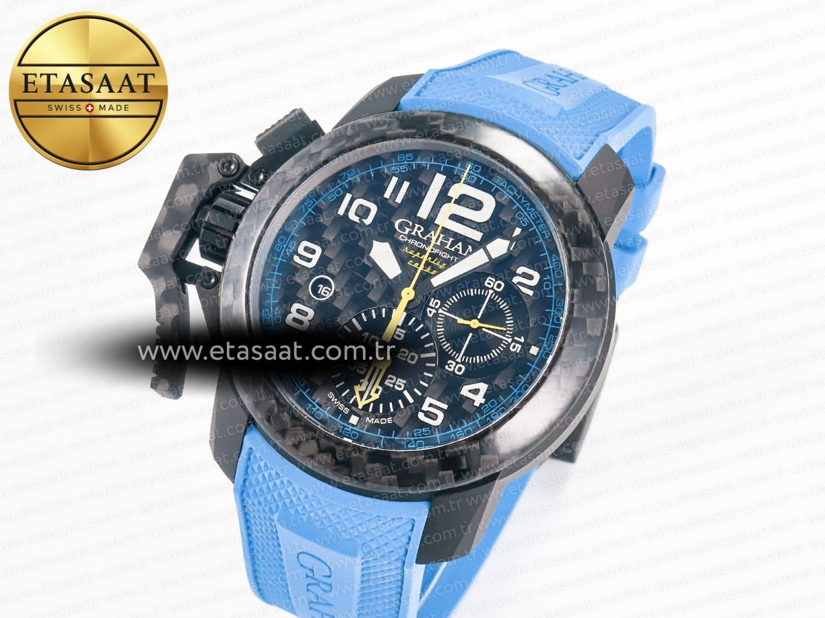 Graham Chronofighter Superlight JKF 1:1 Best Edition on Blue Rubber Strap A7750 - Görsel 2
