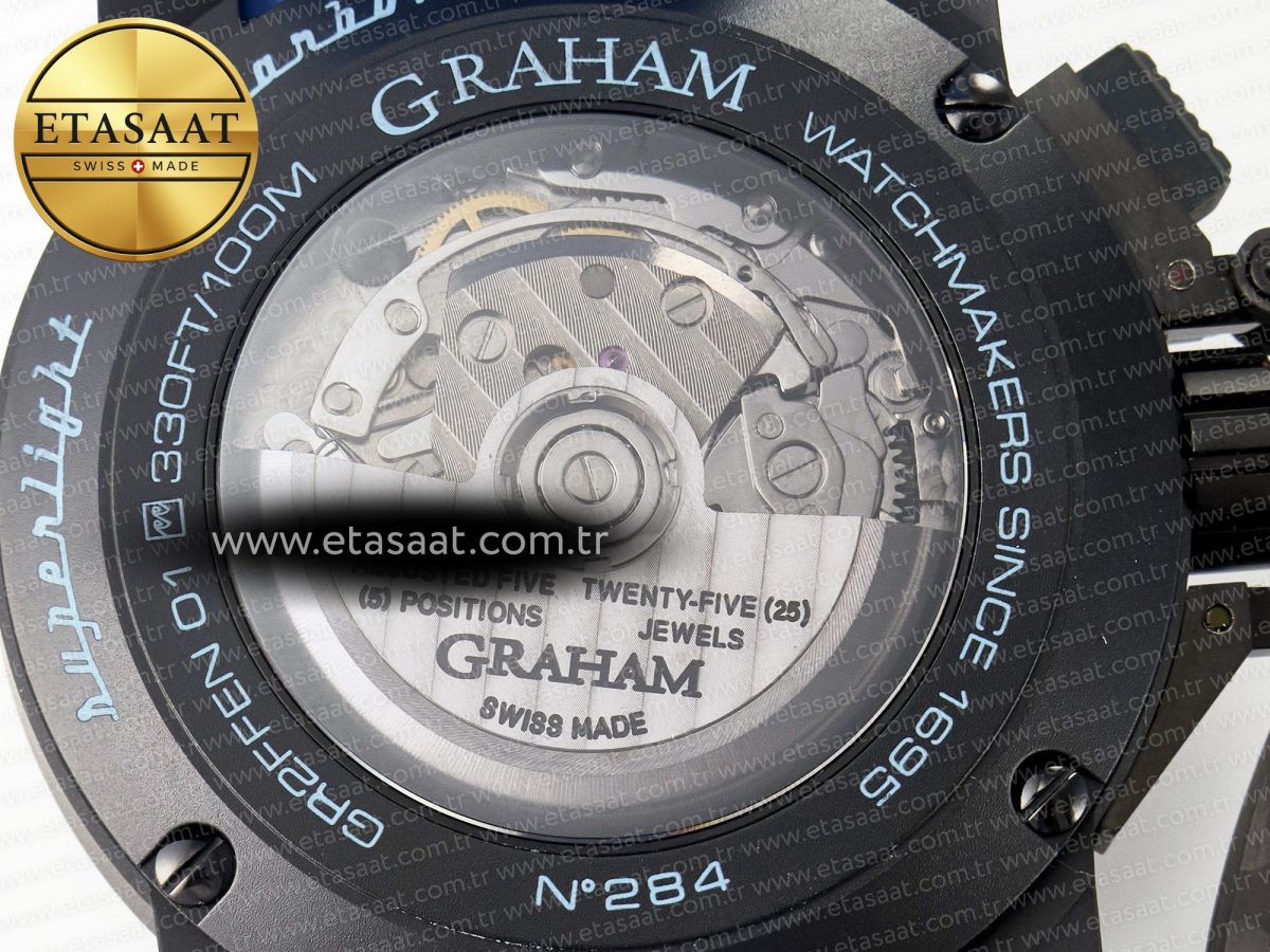 Graham Chronofighter Superlight JKF 1:1 Best Edition on Blue Rubber Strap A7750 - Görsel 20