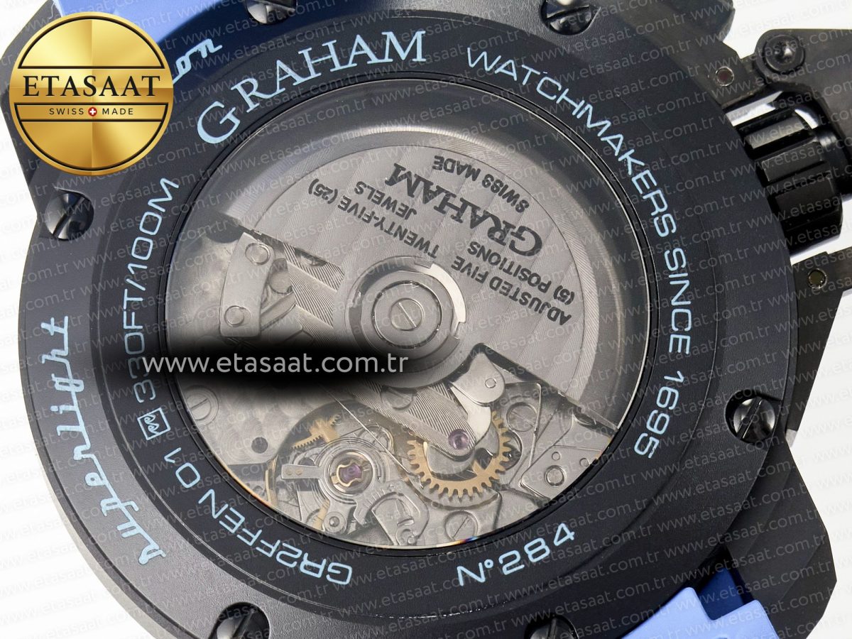 Graham Chronofighter Superlight JKF 1:1 Best Edition on Blue Rubber Strap A7750 - Görsel 21