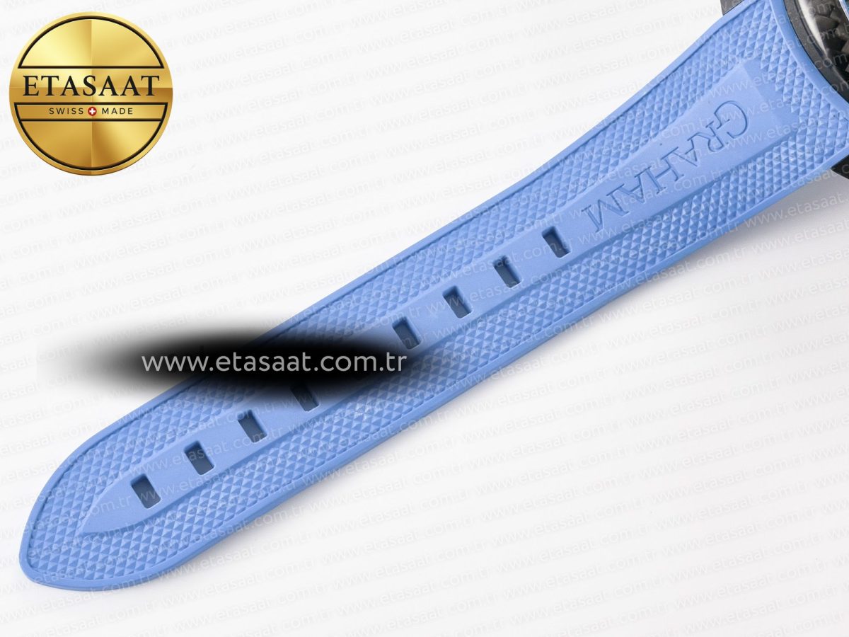 Graham Chronofighter Superlight JKF 1:1 Best Edition on Blue Rubber Strap A7750 - Görsel 22