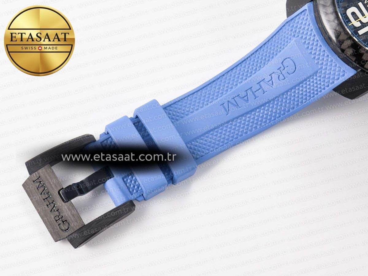 Graham Chronofighter Superlight JKF 1:1 Best Edition on Blue Rubber Strap A7750 - Görsel 24