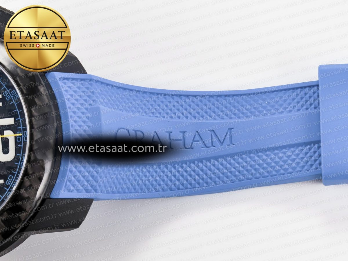 Graham Chronofighter Superlight JKF 1:1 Best Edition on Blue Rubber Strap A7750 - Görsel 25