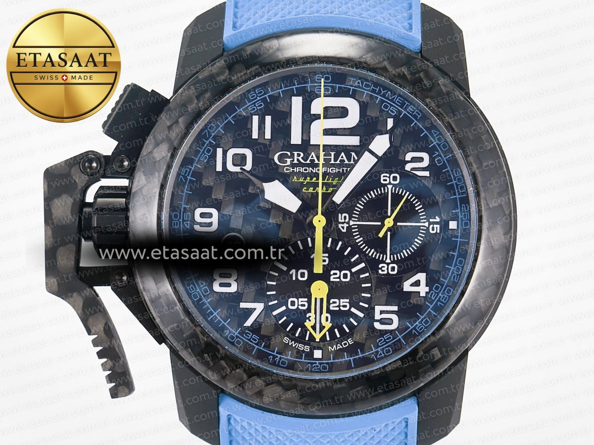 Graham Chronofighter Superlight JKF 1:1 Best Edition on Blue Rubber Strap A7750 - Görsel 4