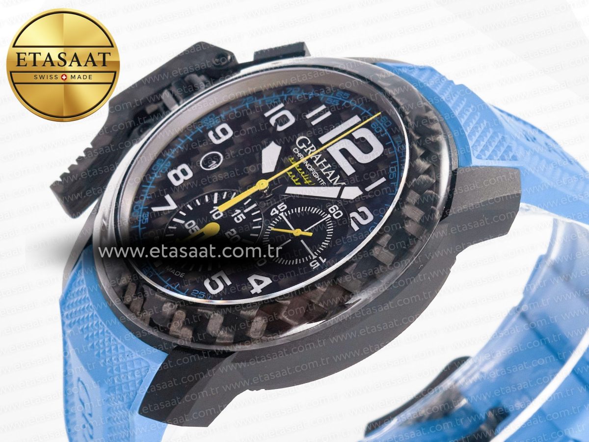 Graham Chronofighter Superlight JKF 1:1 Best Edition on Blue Rubber Strap A7750 - Görsel 6