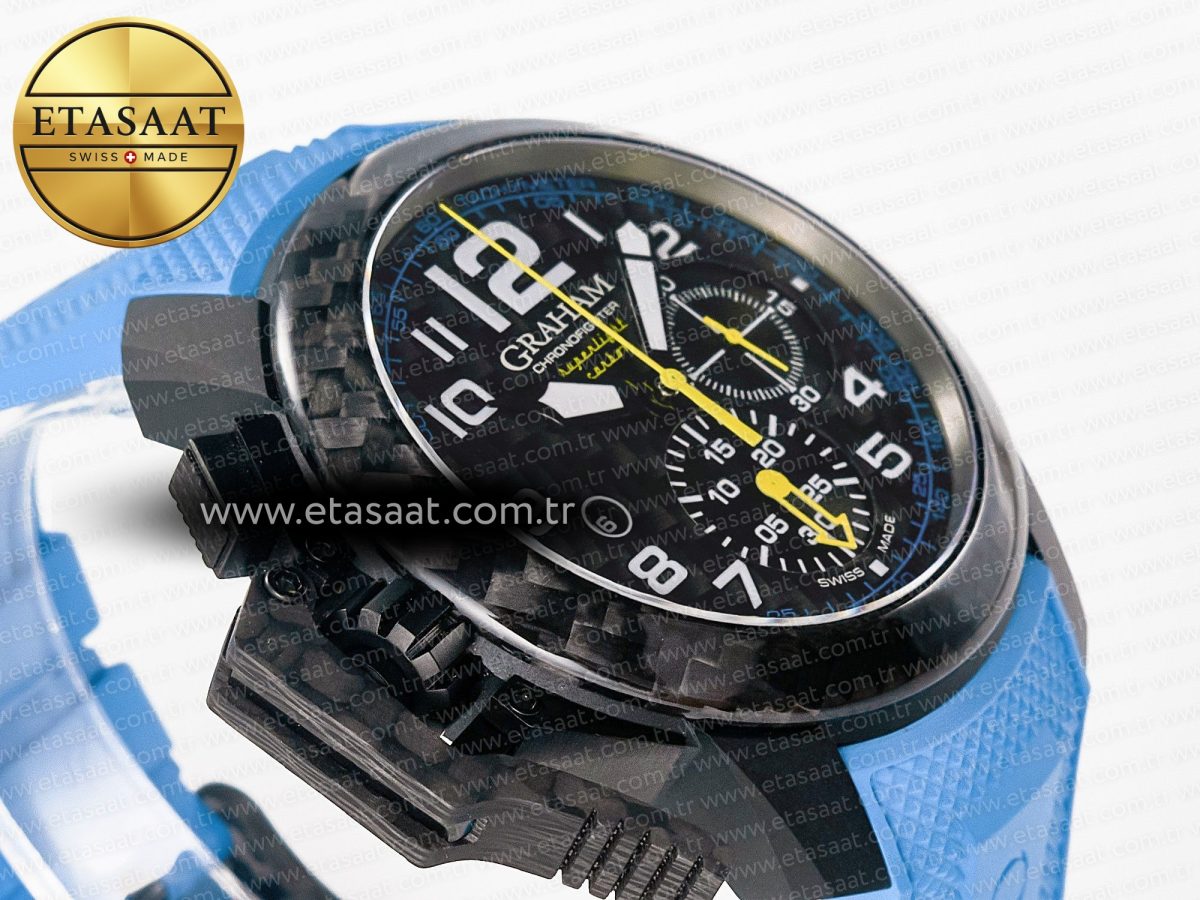 Graham Chronofighter Superlight JKF 1:1 Best Edition on Blue Rubber Strap A7750 - Görsel 7