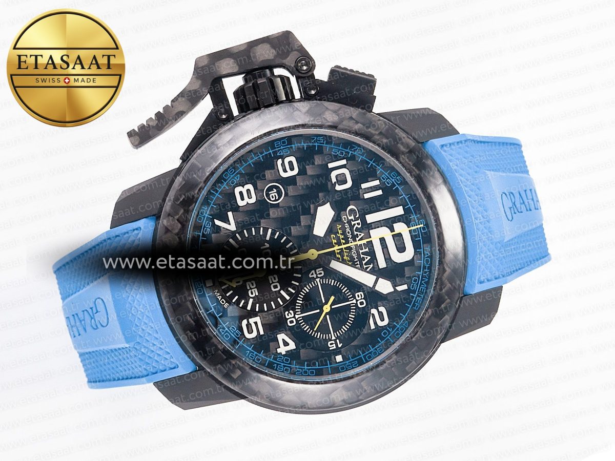 Graham Chronofighter Superlight JKF 1:1 Best Edition on Blue Rubber Strap A7750 - Görsel 8