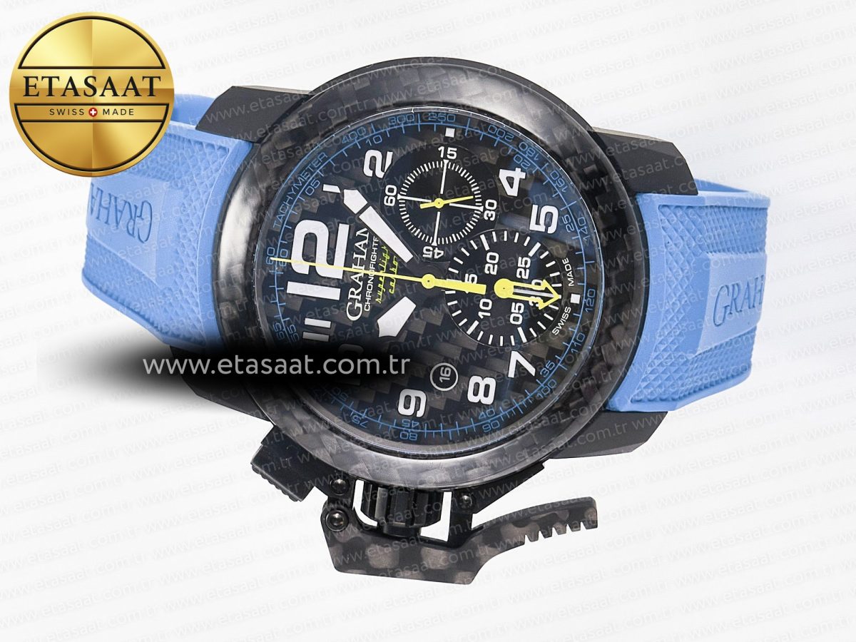 Graham Chronofighter Superlight JKF 1:1 Best Edition on Blue Rubber Strap A7750 - Görsel 9