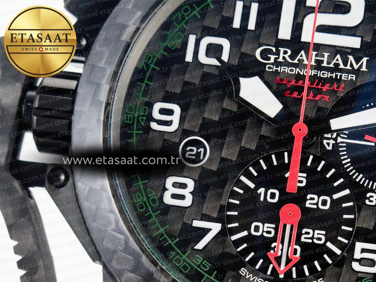 Graham Chronofighter Superlight JKF 1:1 Best Edition on Green Rubber Strap A7750 - Görsel 10