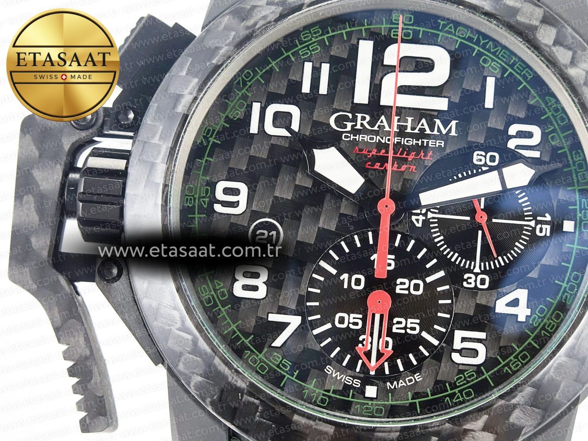 Graham Chronofighter Superlight JKF 1:1 Best Edition on Green Rubber Strap A7750 - Görsel 11