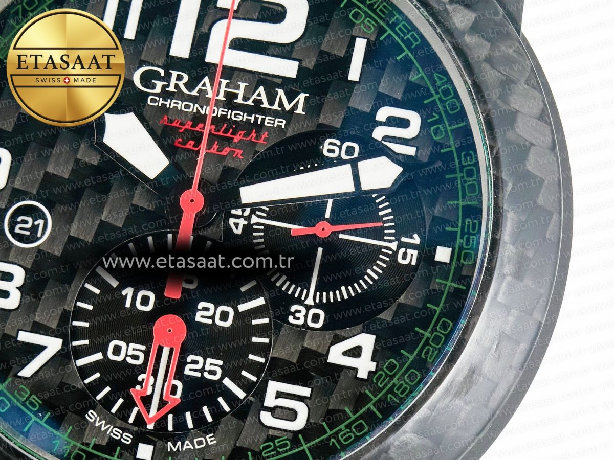 Graham Chronofighter Superlight JKF 1:1 Best Edition on Green Rubber Strap A7750 - Görsel 13