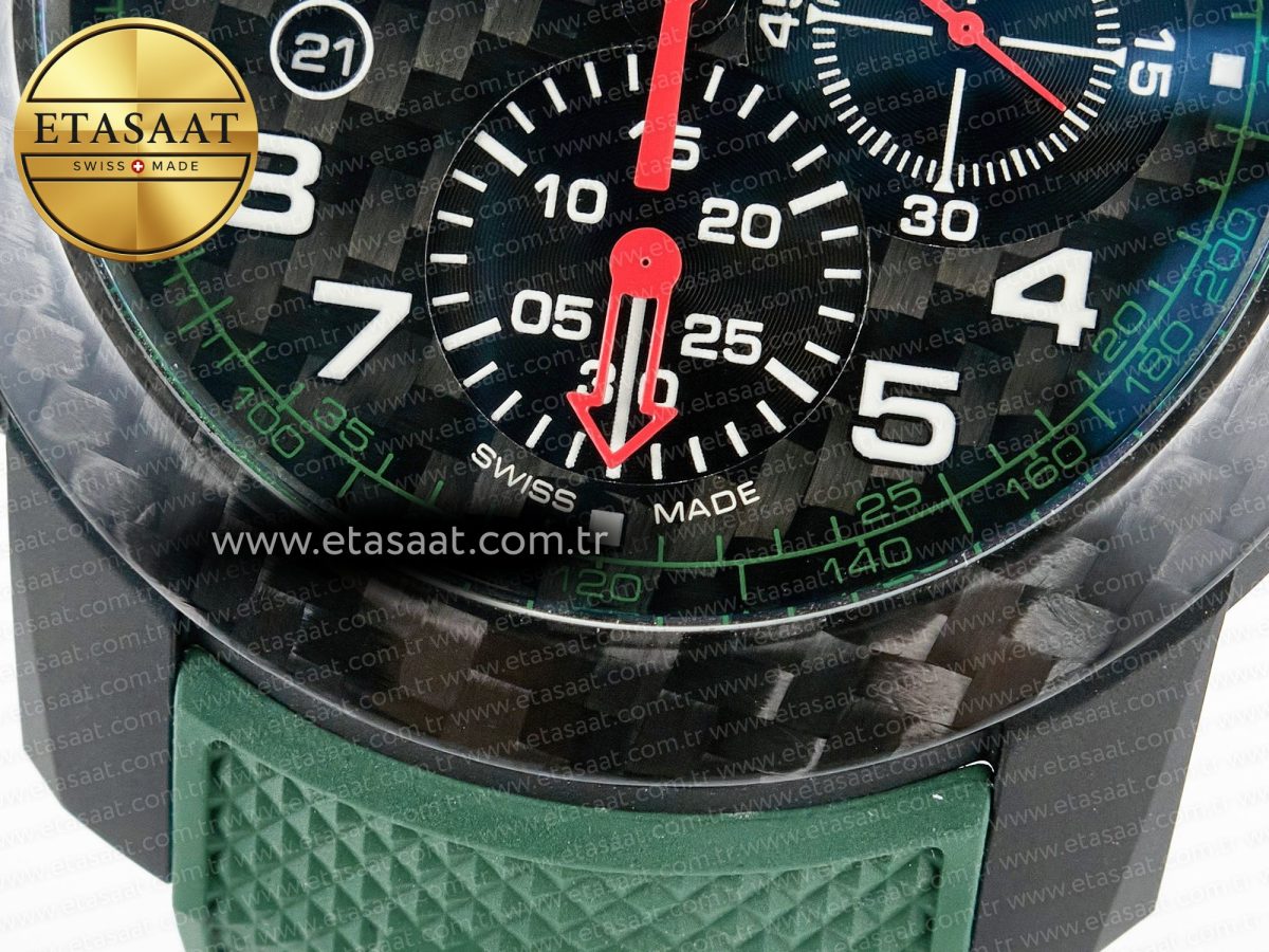 Graham Chronofighter Superlight JKF 1:1 Best Edition on Green Rubber Strap A7750 - Görsel 14