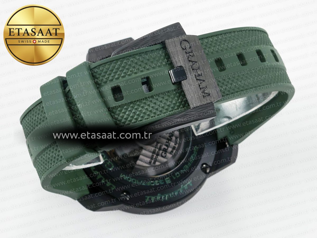Graham Chronofighter Superlight JKF 1:1 Best Edition on Green Rubber Strap A7750 - Görsel 17