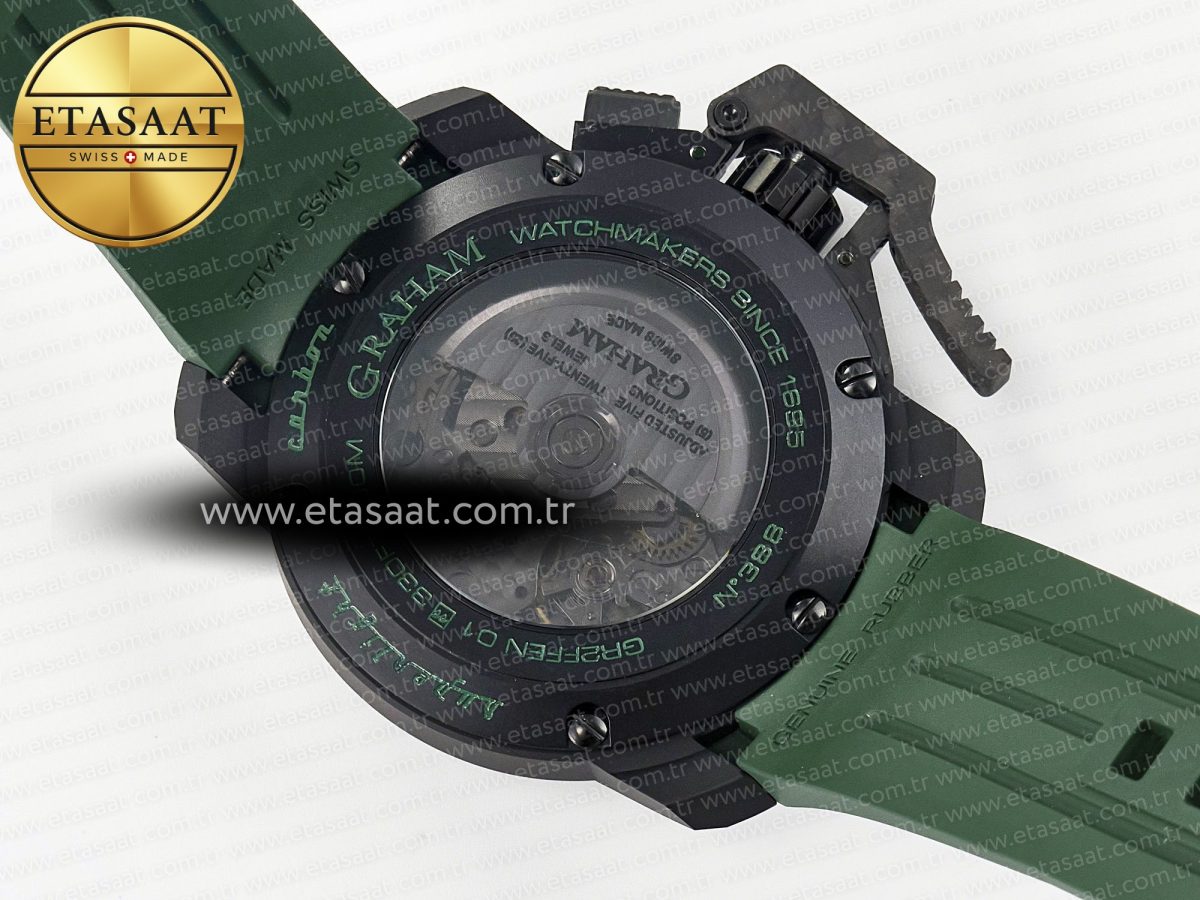 Graham Chronofighter Superlight JKF 1:1 Best Edition on Green Rubber Strap A7750 - Görsel 18
