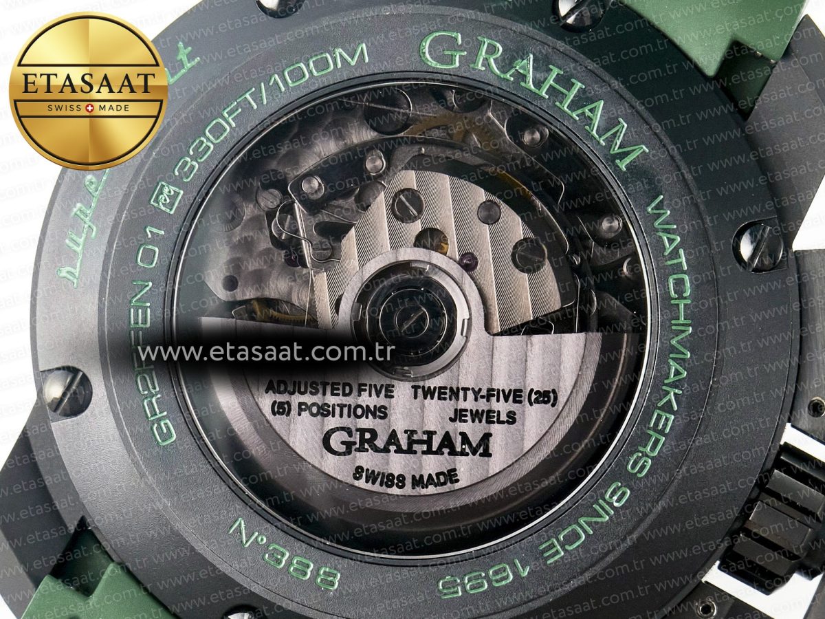 Graham Chronofighter Superlight JKF 1:1 Best Edition on Green Rubber Strap A7750 - Görsel 19