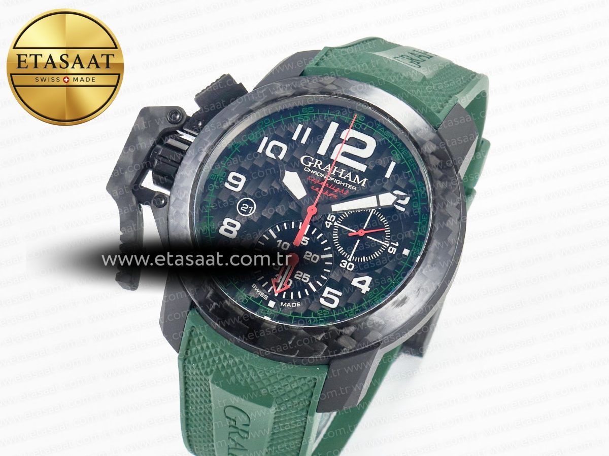 Graham Chronofighter Superlight JKF 1:1 Best Edition on Green Rubber Strap A7750 - Görsel 2