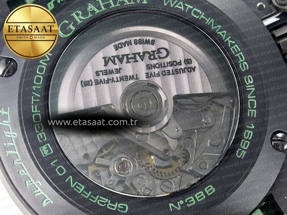 Graham Chronofighter Superlight JKF 1:1 Best Edition on Green Rubber Strap A7750 - Görsel 20