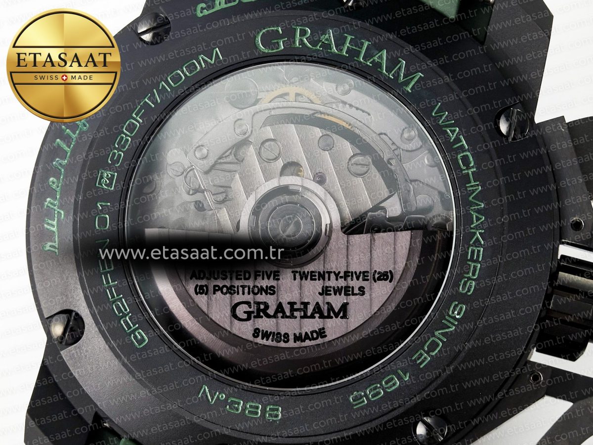 Graham Chronofighter Superlight JKF 1:1 Best Edition on Green Rubber Strap A7750 - Görsel 21