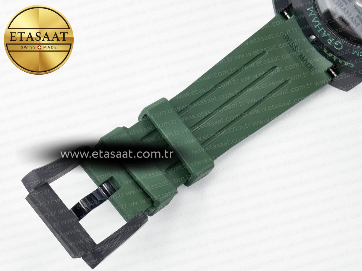 Graham Chronofighter Superlight JKF 1:1 Best Edition on Green Rubber Strap A7750 - Görsel 23