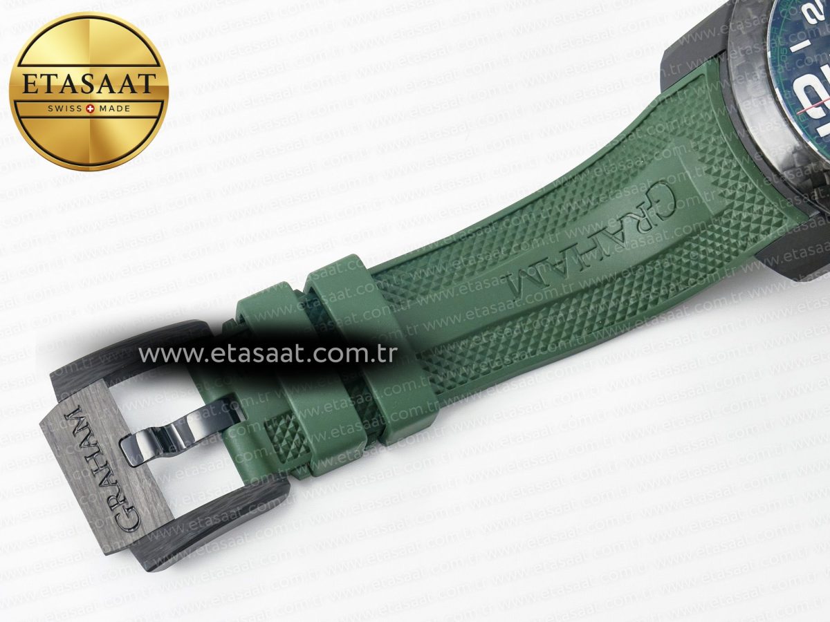 Graham Chronofighter Superlight JKF 1:1 Best Edition on Green Rubber Strap A7750 - Görsel 24