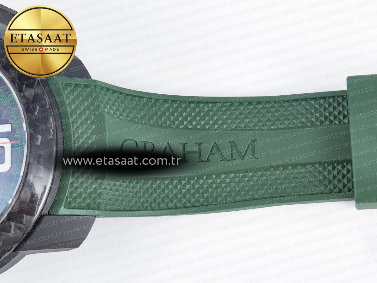 Graham Chronofighter Superlight JKF 1:1 Best Edition on Green Rubber Strap A7750 - Görsel 25