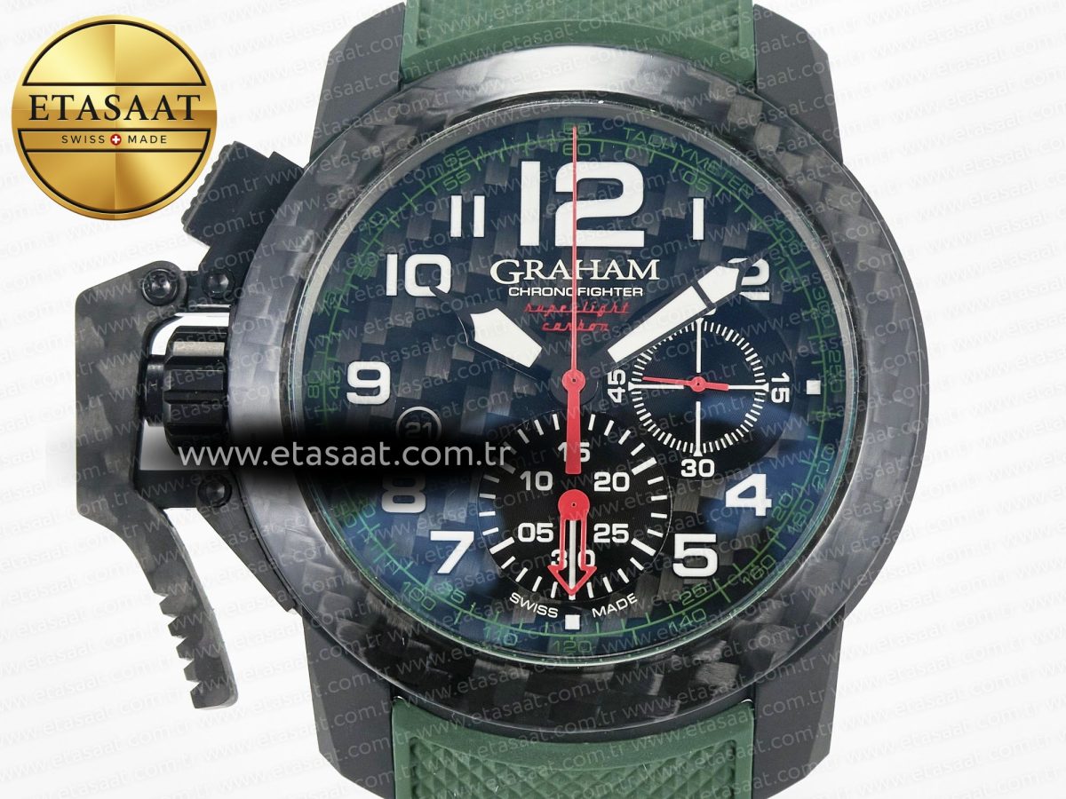Graham Chronofighter Superlight JKF 1:1 Best Edition on Green Rubber Strap A7750 - Görsel 4