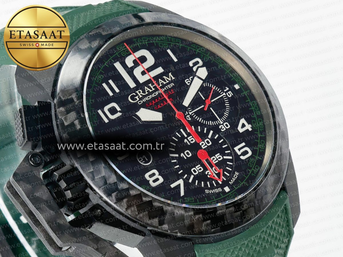 Graham Chronofighter Superlight JKF 1:1 Best Edition on Green Rubber Strap A7750 - Görsel 5