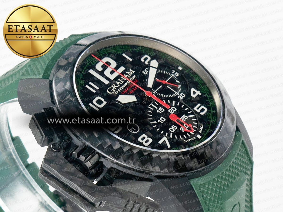 Graham Chronofighter Superlight JKF 1:1 Best Edition on Green Rubber Strap A7750 - Görsel 7