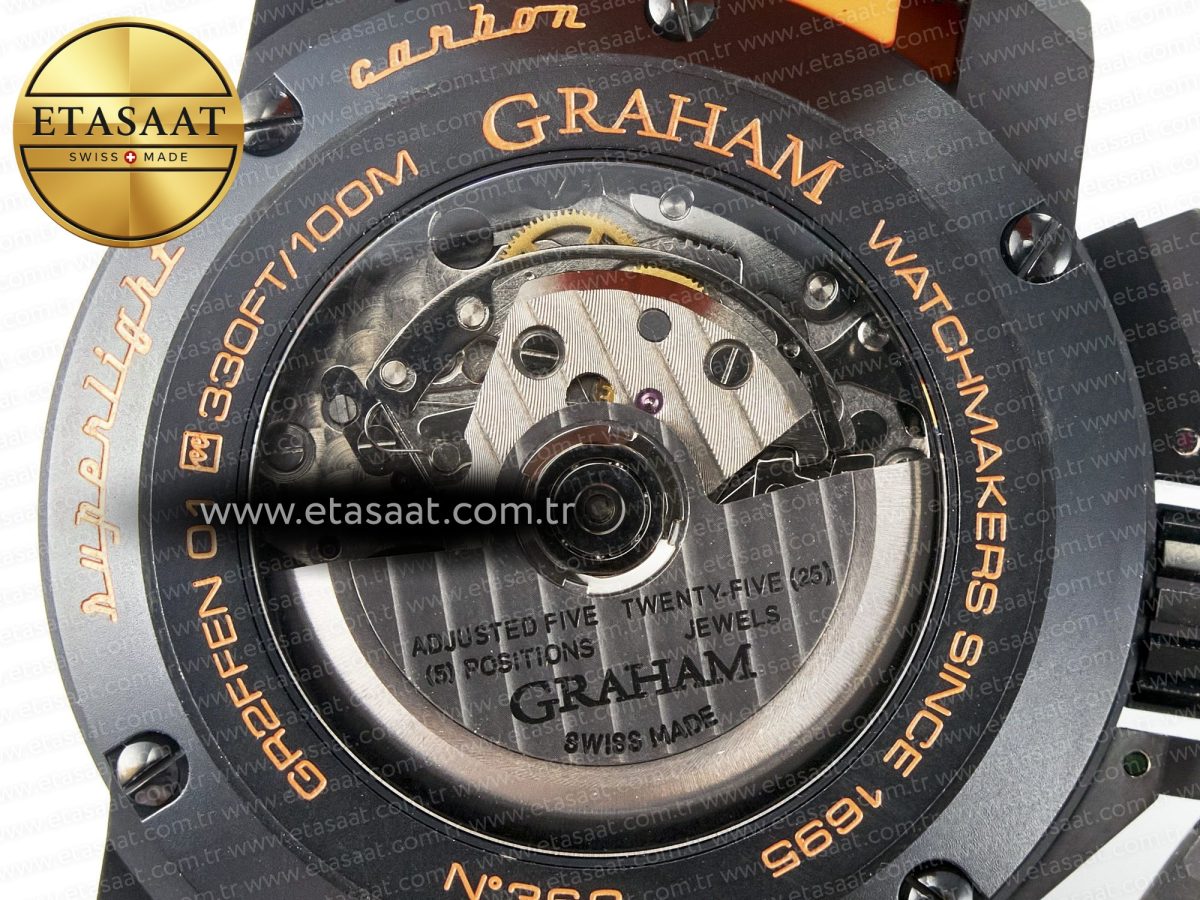 Graham Chronofighter Superlight JKF 1:1 Best Edition on Orange Rubber Strap A7750 - Görsel 19