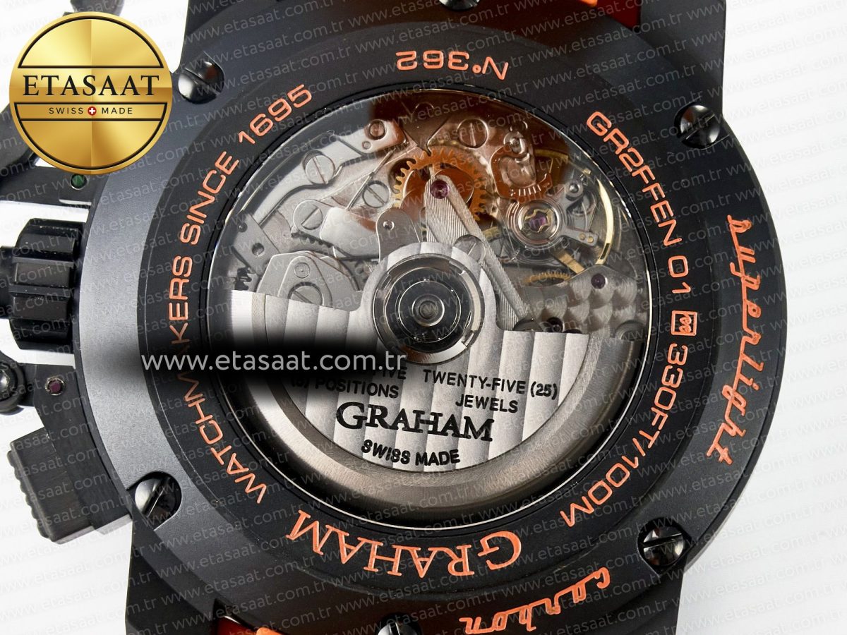 Graham Chronofighter Superlight JKF 1:1 Best Edition on Orange Rubber Strap A7750 - Görsel 20