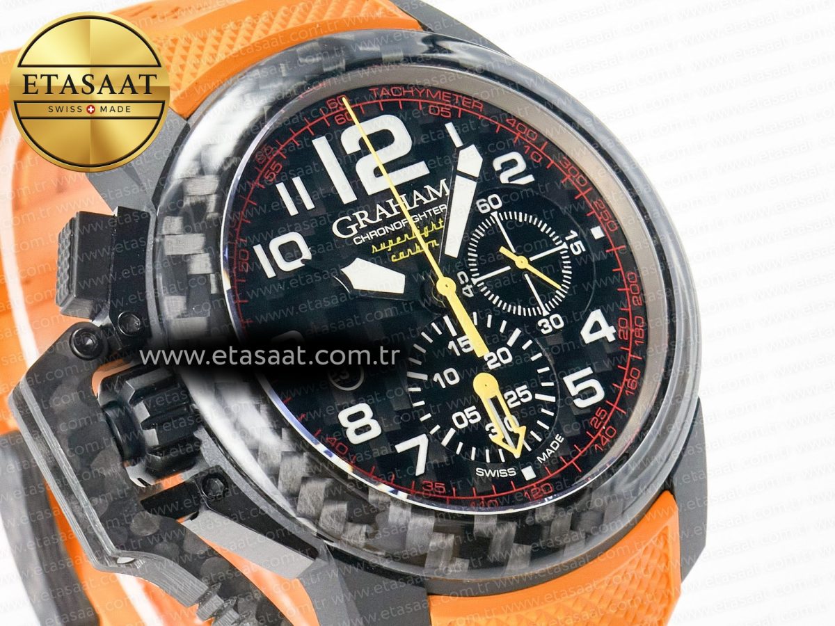 Graham Chronofighter Superlight JKF 1:1 Best Edition on Orange Rubber Strap A7750 - Görsel 5