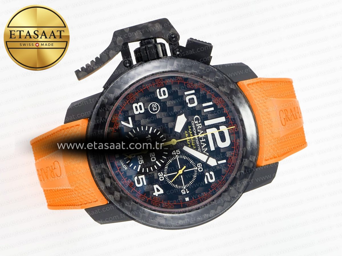 Graham Chronofighter Superlight JKF 1:1 Best Edition on Orange Rubber Strap A7750 - Görsel 8