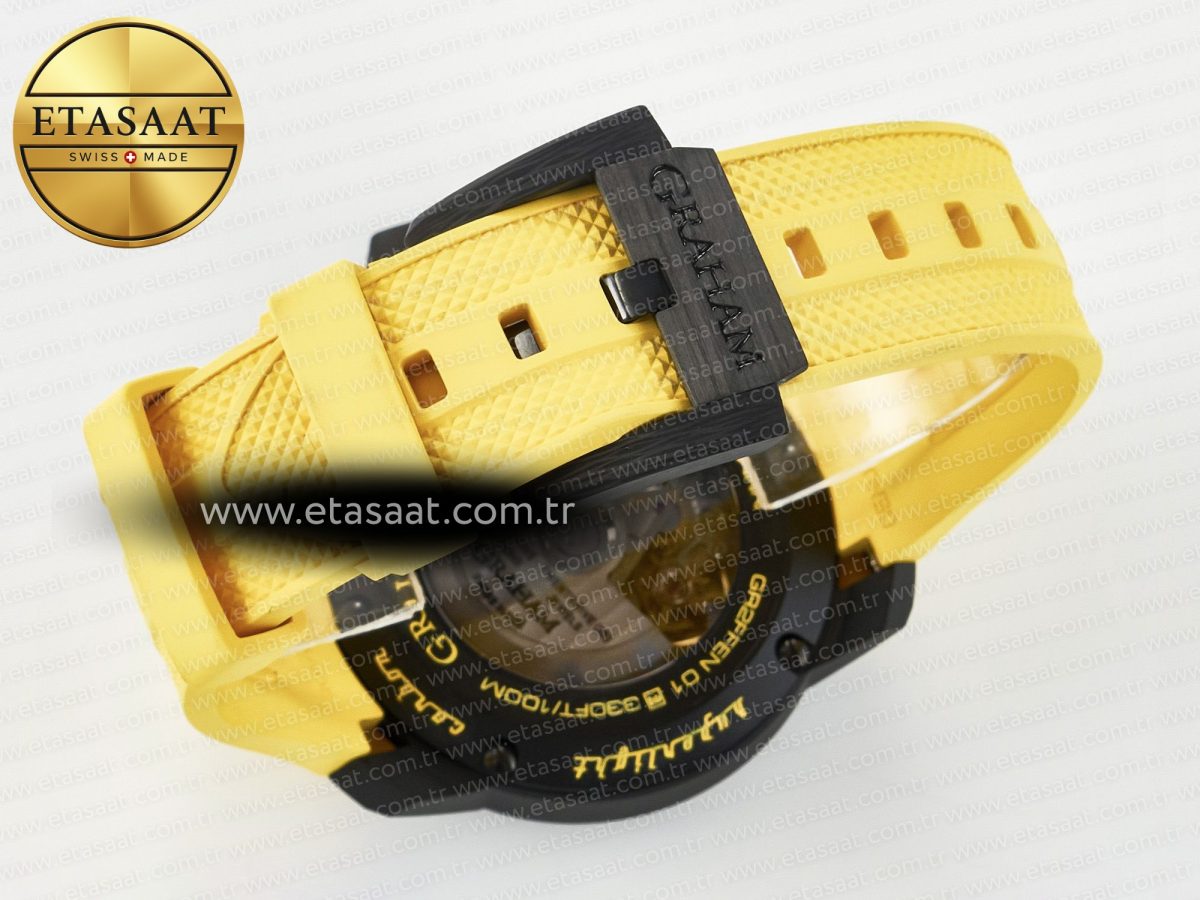 Graham Chronofighter Superlight JKF 1:1 Best Edition on Yellow Rubber Strap A7750 - Görsel 17