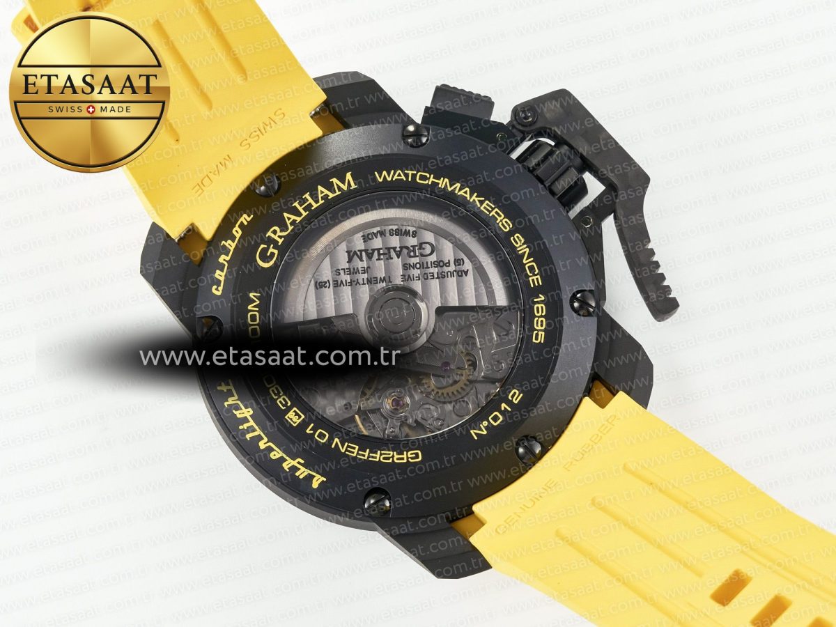 Graham Chronofighter Superlight JKF 1:1 Best Edition on Yellow Rubber Strap A7750 - Görsel 18