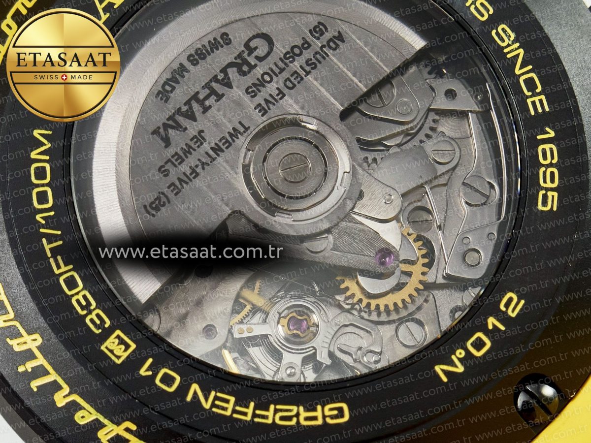 Graham Chronofighter Superlight JKF 1:1 Best Edition on Yellow Rubber Strap A7750 - Görsel 20