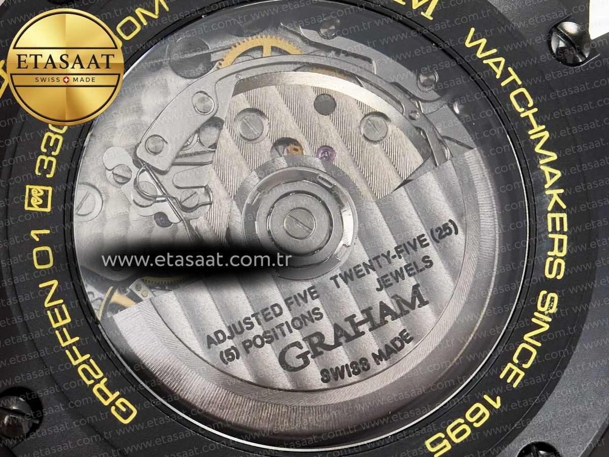 Graham Chronofighter Superlight JKF 1:1 Best Edition on Yellow Rubber Strap A7750 - Görsel 21