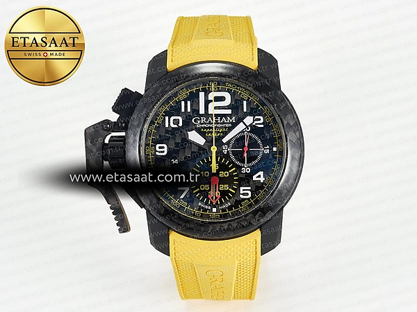 Graham Chronofighter Superlight 47mm Şampanya Kadran Kauçuk Kordon JKF A7750 Super Clone ETA – Ön Cephe Kadran ve Kasa Görünümü