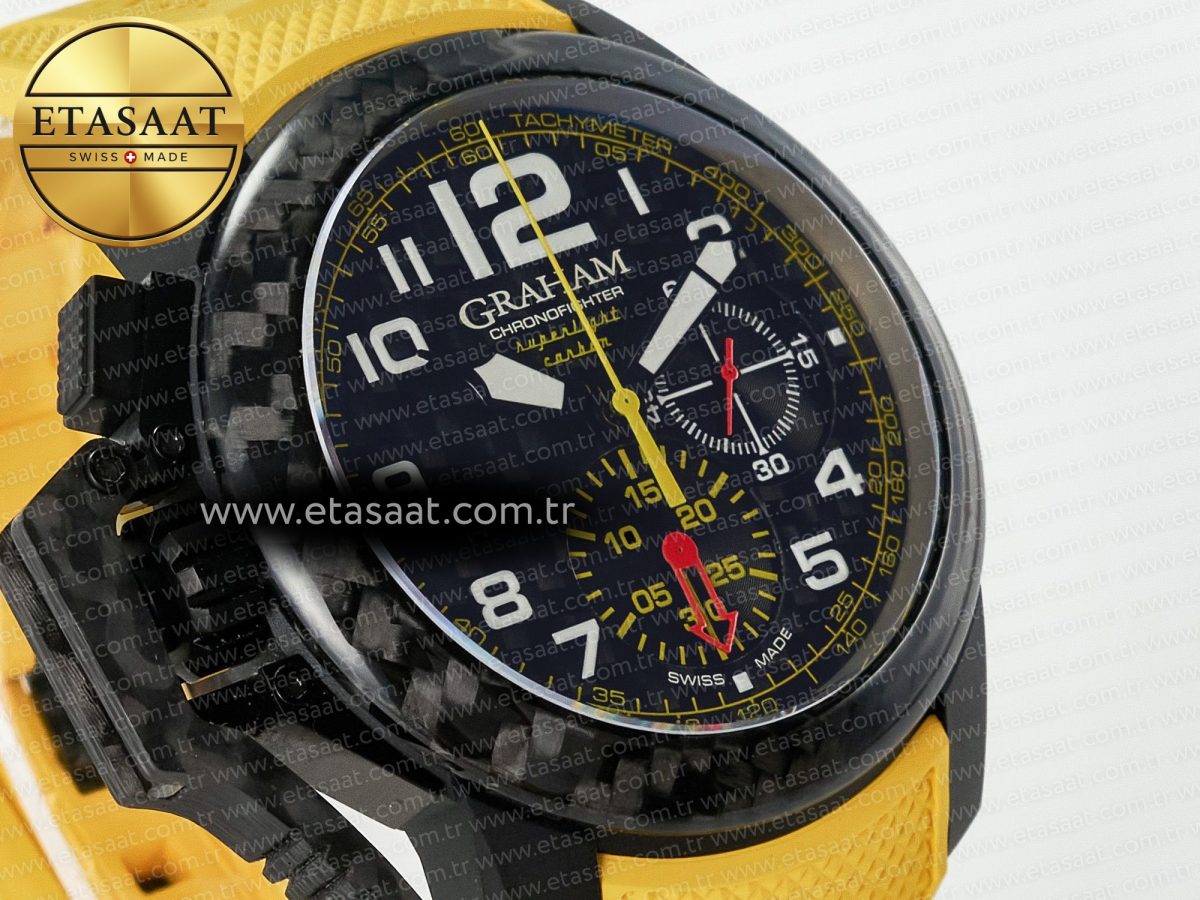 Graham Chronofighter Superlight JKF 1:1 Best Edition on Yellow Rubber Strap A7750 - Görsel 5