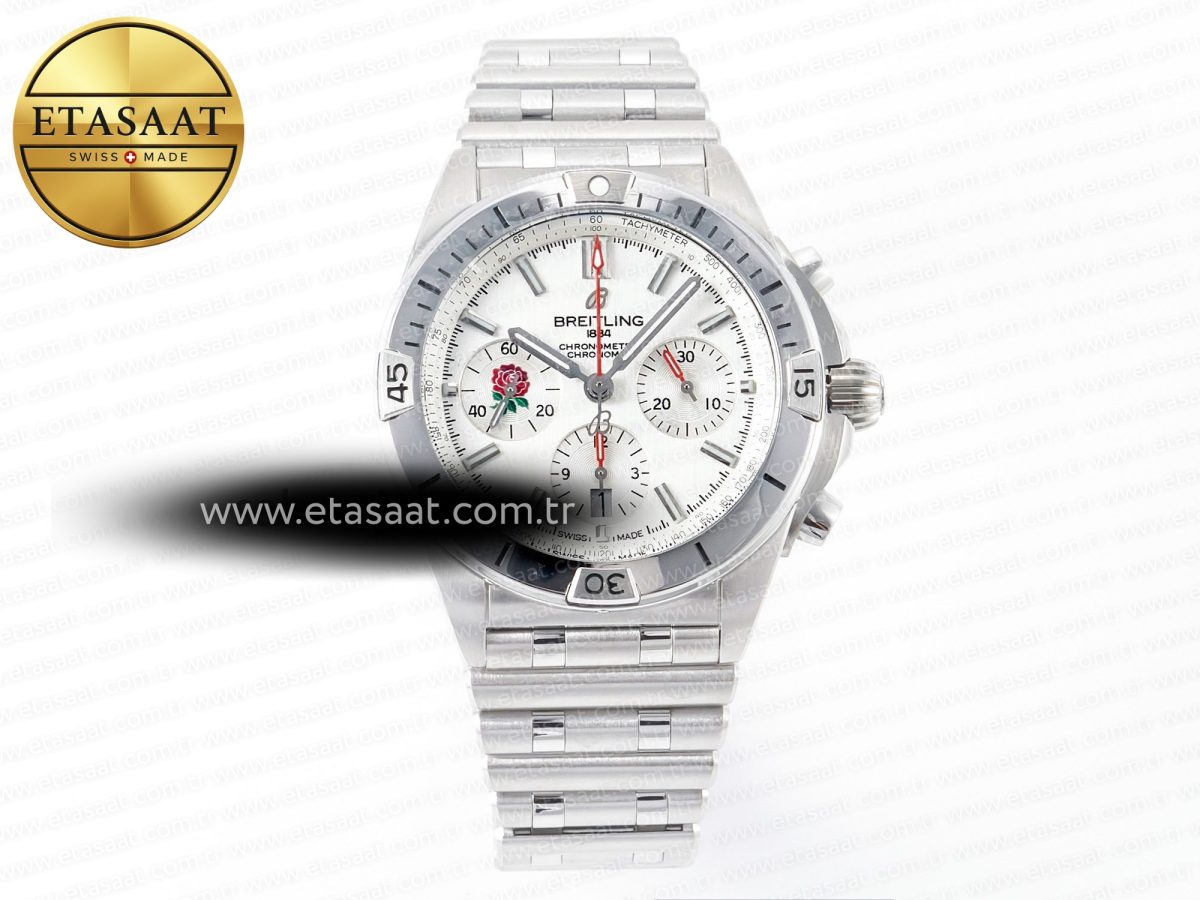 Breitling Chronomat B01 England 42mm SS BLSF 1:1 Best Edition White Dial on SS Bracelet A7750 - Görsel 3