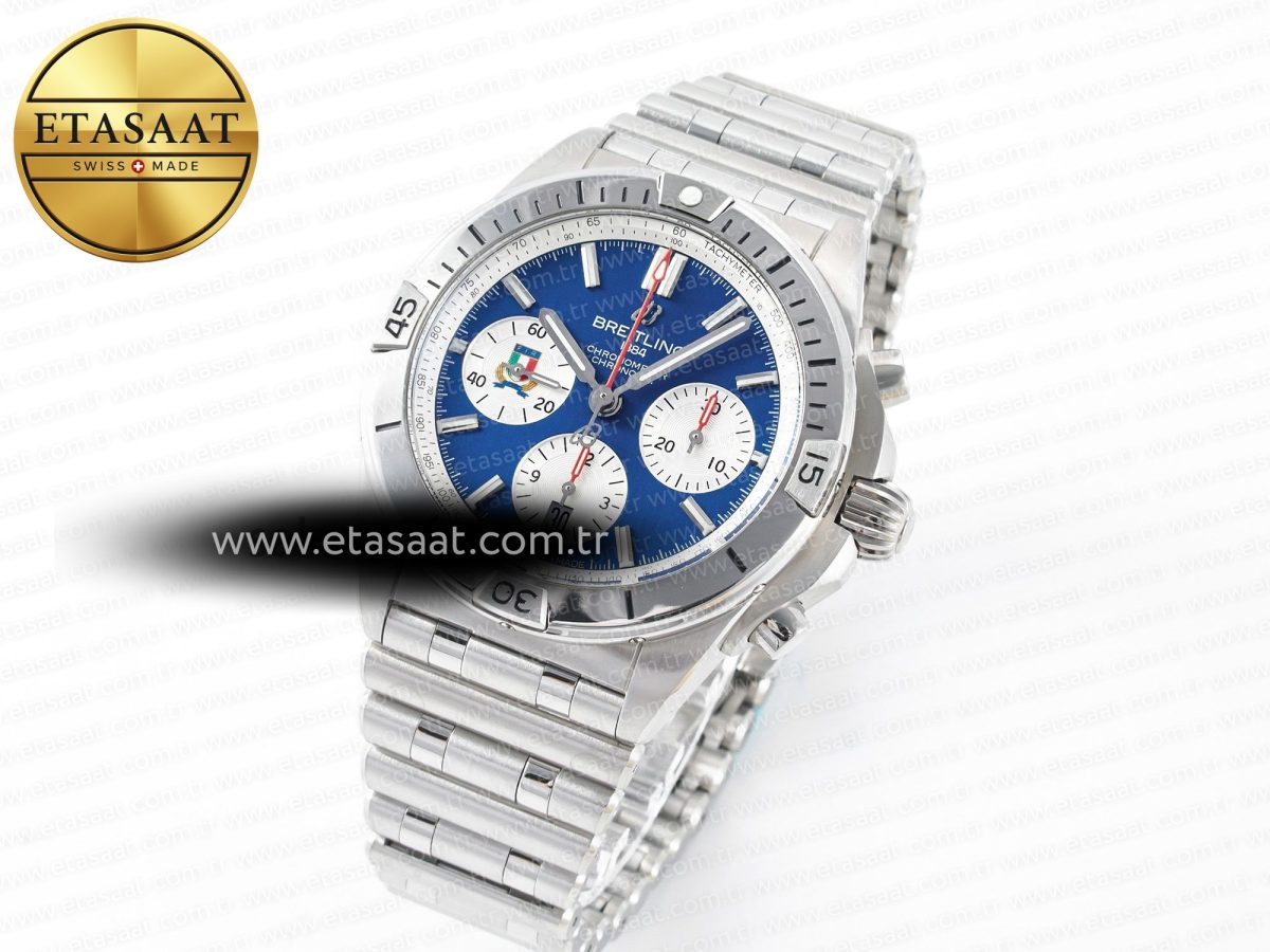 Breitling Chronomat B01 Italy 42mm SS BLSF 1:1 Best Edition Blue Dial on SS Bracelet A7750 - Görsel 1