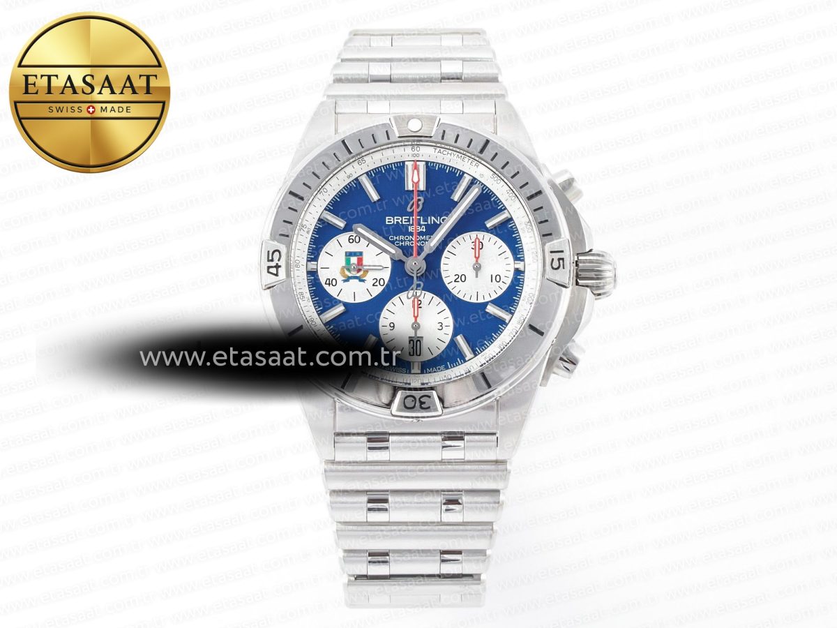 Breitling Chronomat B01 Italy 42mm SS BLSF 1:1 Best Edition Blue Dial on SS Bracelet A7750 - Görsel 3