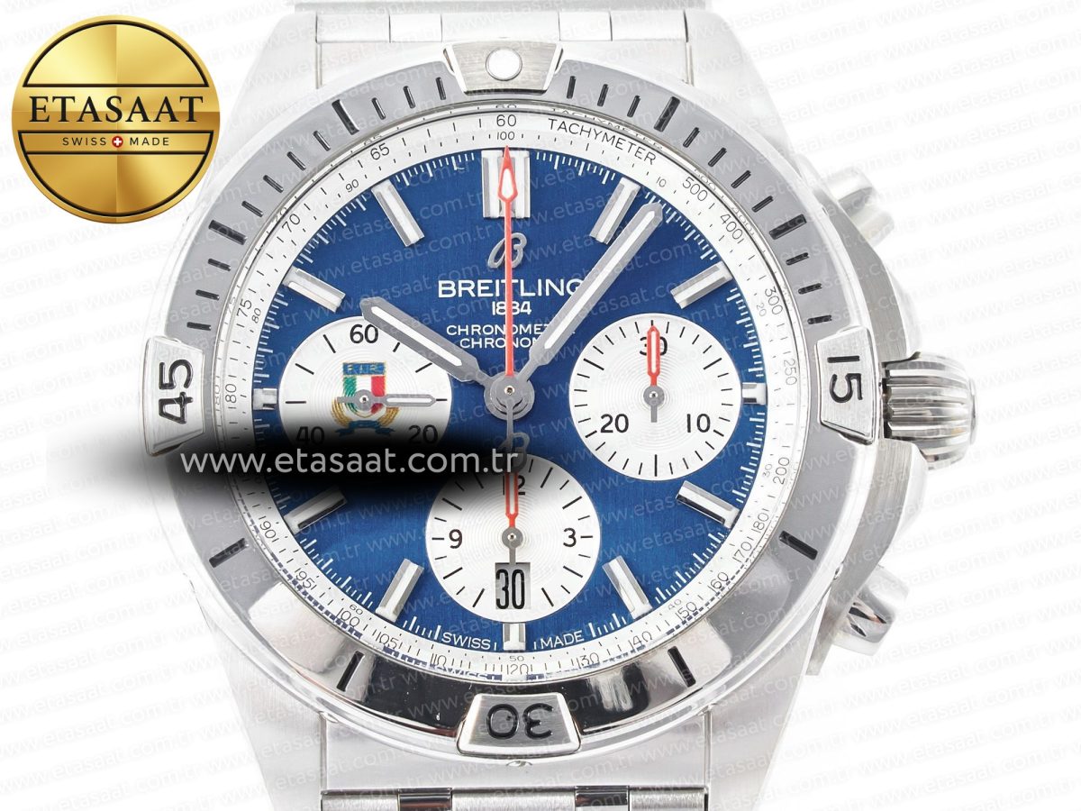 Breitling Chronomat B01 Italy 42mm SS BLSF 1:1 Best Edition Blue Dial on SS Bracelet A7750 - Görsel 4