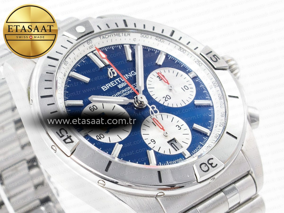 Breitling Chronomat B01 Italy 42mm SS BLSF 1:1 Best Edition Blue Dial on SS Bracelet A7750 - Görsel 6
